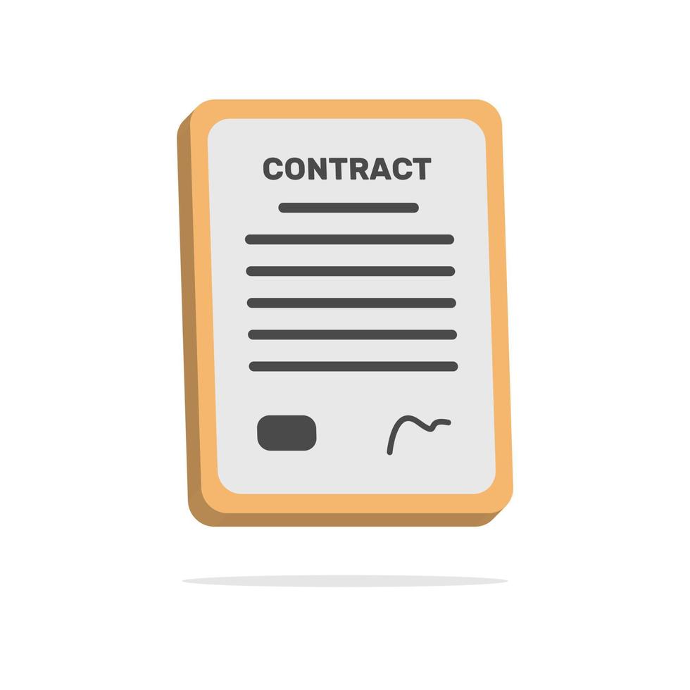 concept de document de contrat 3d dans un style de dessin animé minimal vecteur