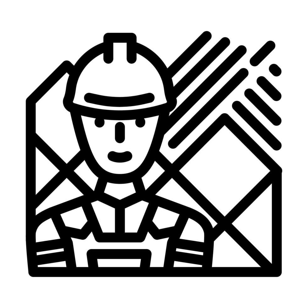 carreleur bricoleur ligne icône illustration vectorielle vecteur