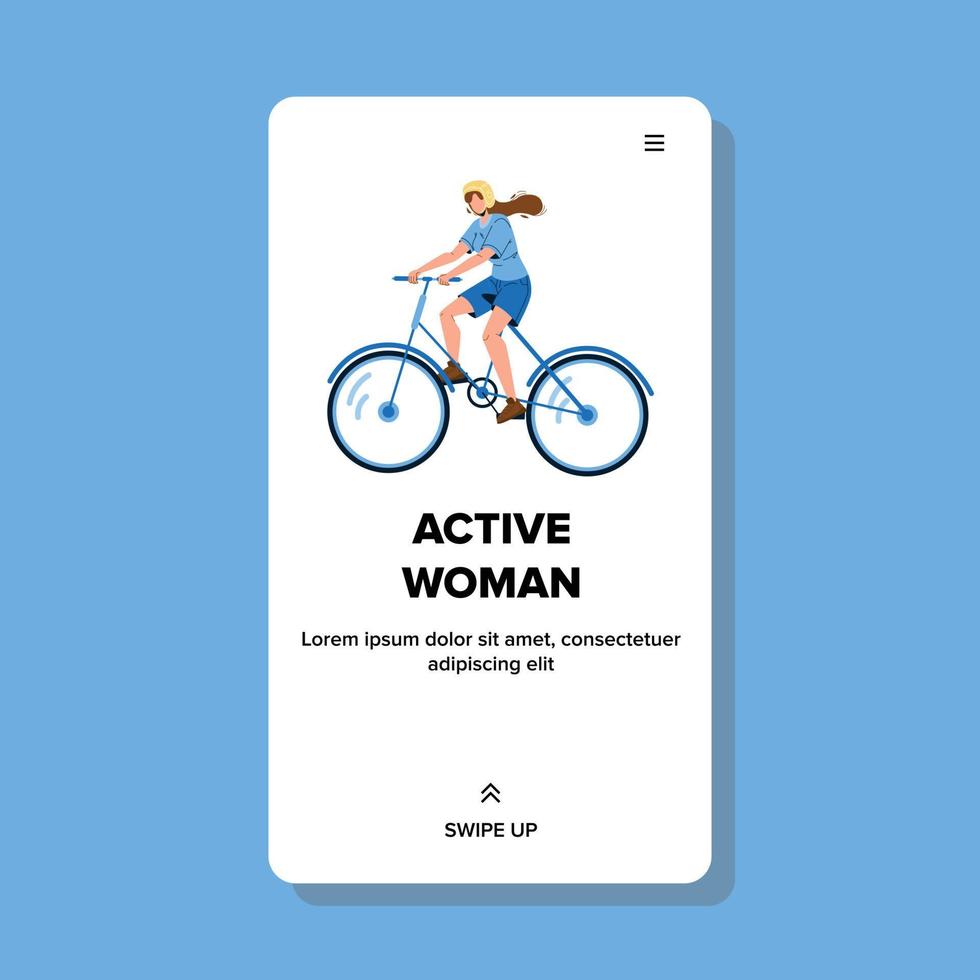 femme active, équitation, vélo, sport, temps, vecteur