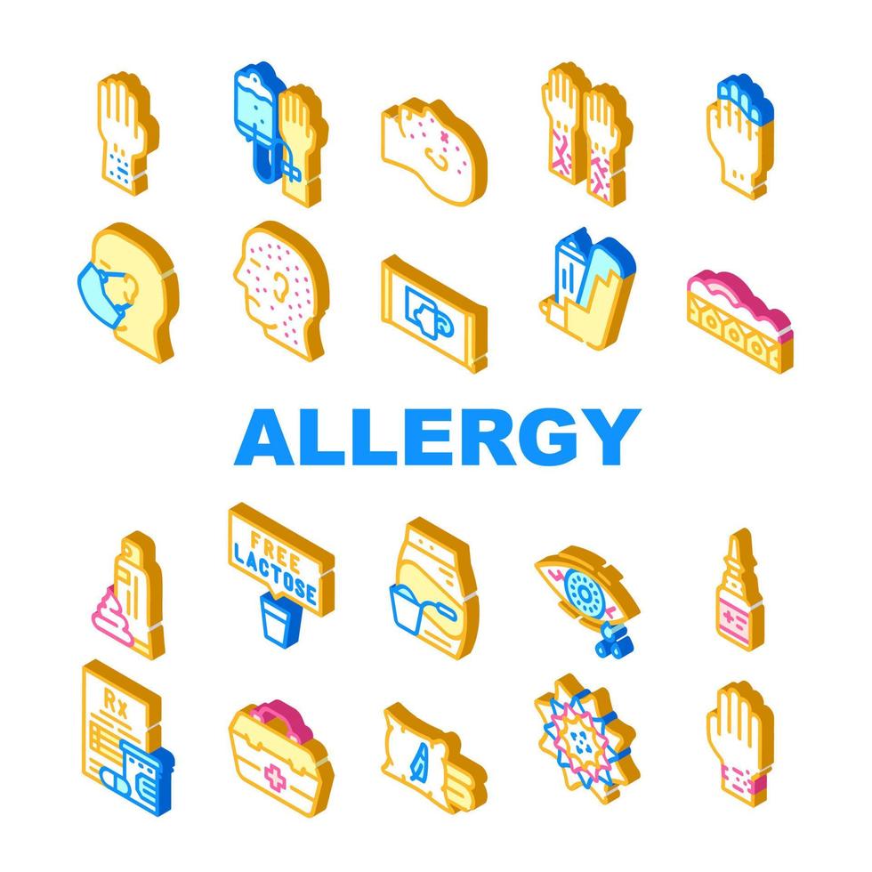 icônes de collection de problème de santé allergie set vector