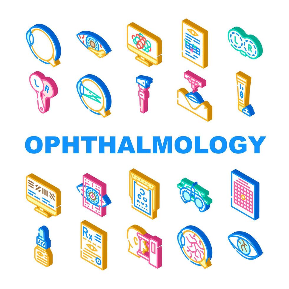 ophtalmologie maladie des yeux traiter les icônes définies vecteur