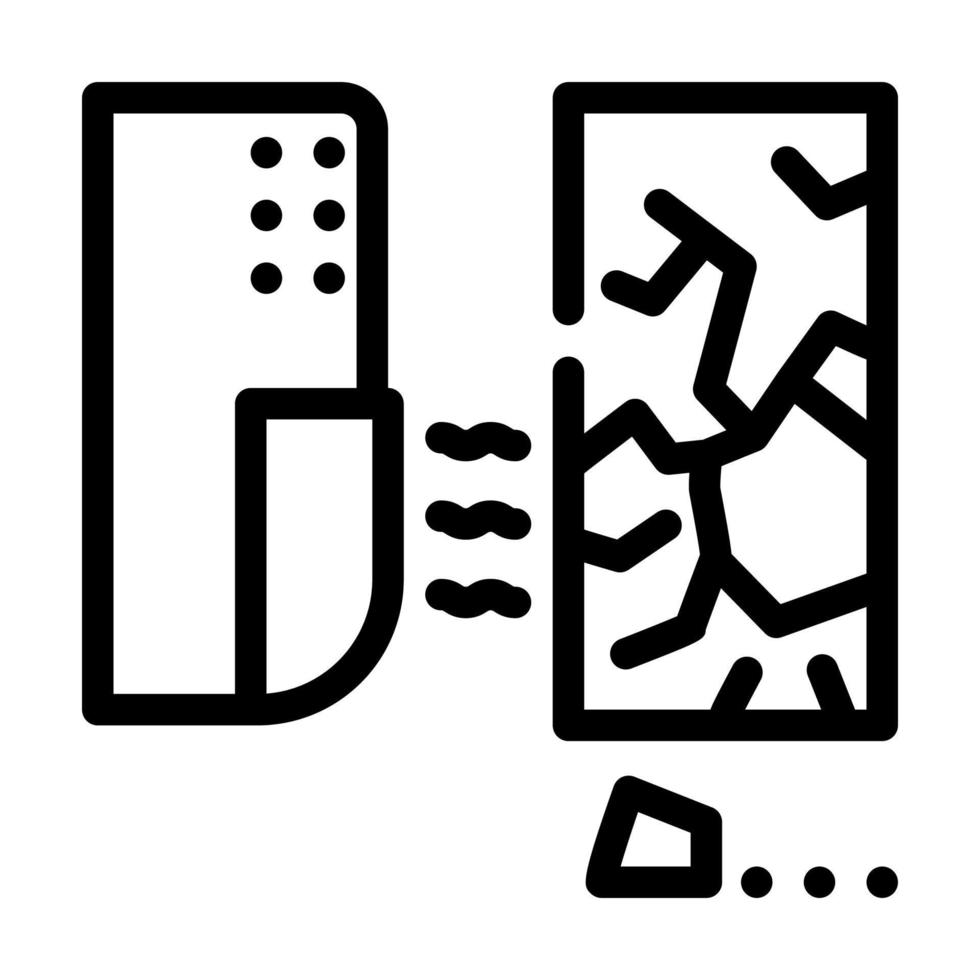 Illustration vectorielle de l'icône de la ligne du capteur de bris de verre vecteur