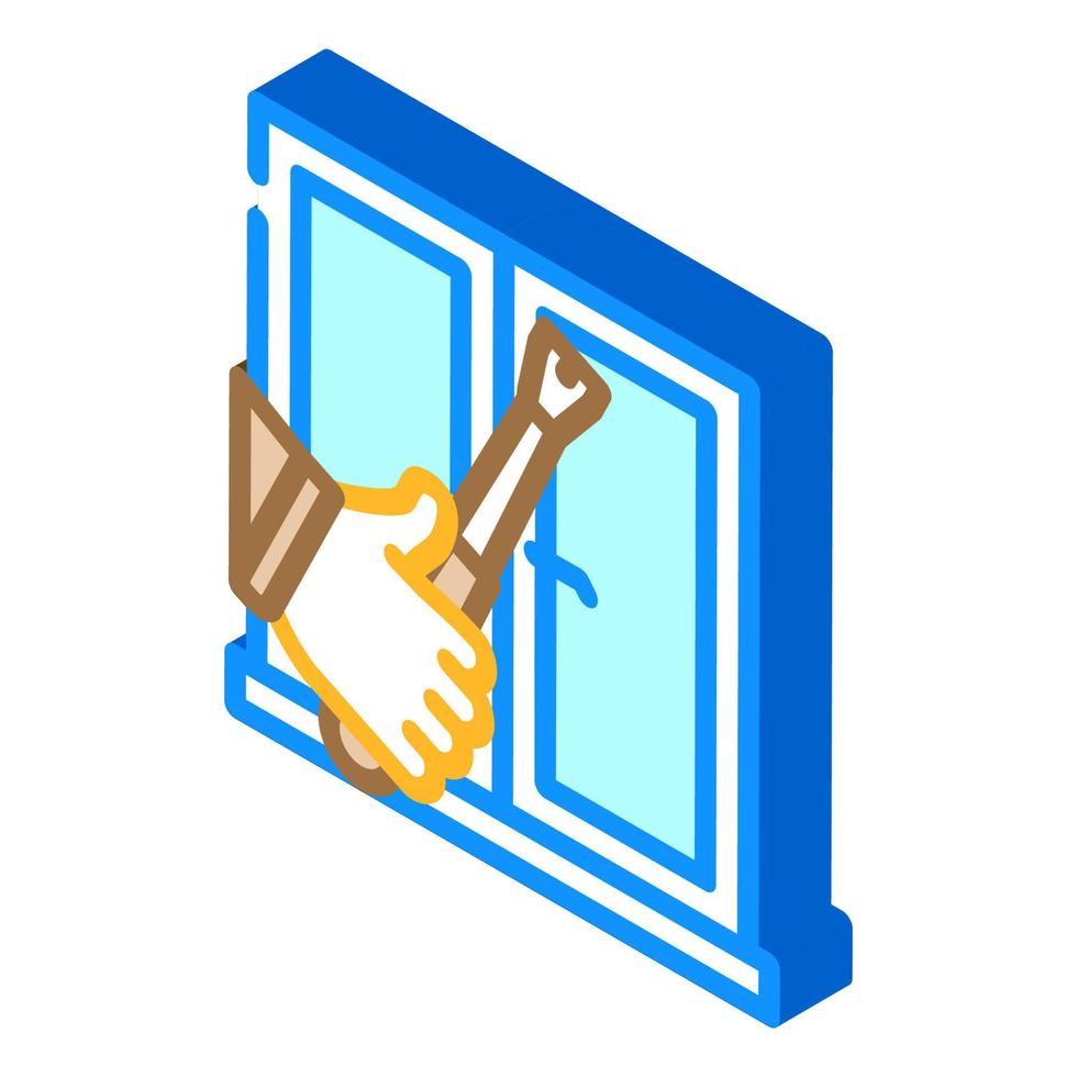 illustration vectorielle d'icône isométrique de réparation de cadre de fenêtre vecteur