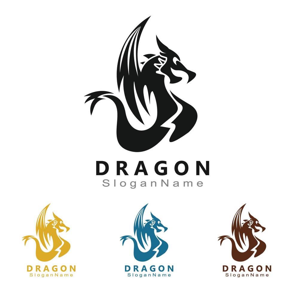 modèle de vecteur unique minimaliste de conception de logo de dragon