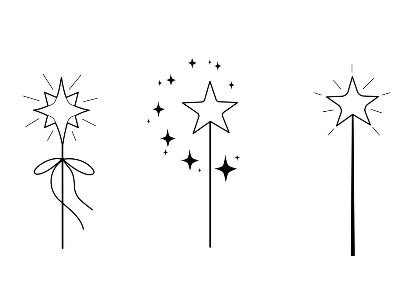 trois baguettes magiques pour élément de conception page de livre de coloriage pour enfants vecteur