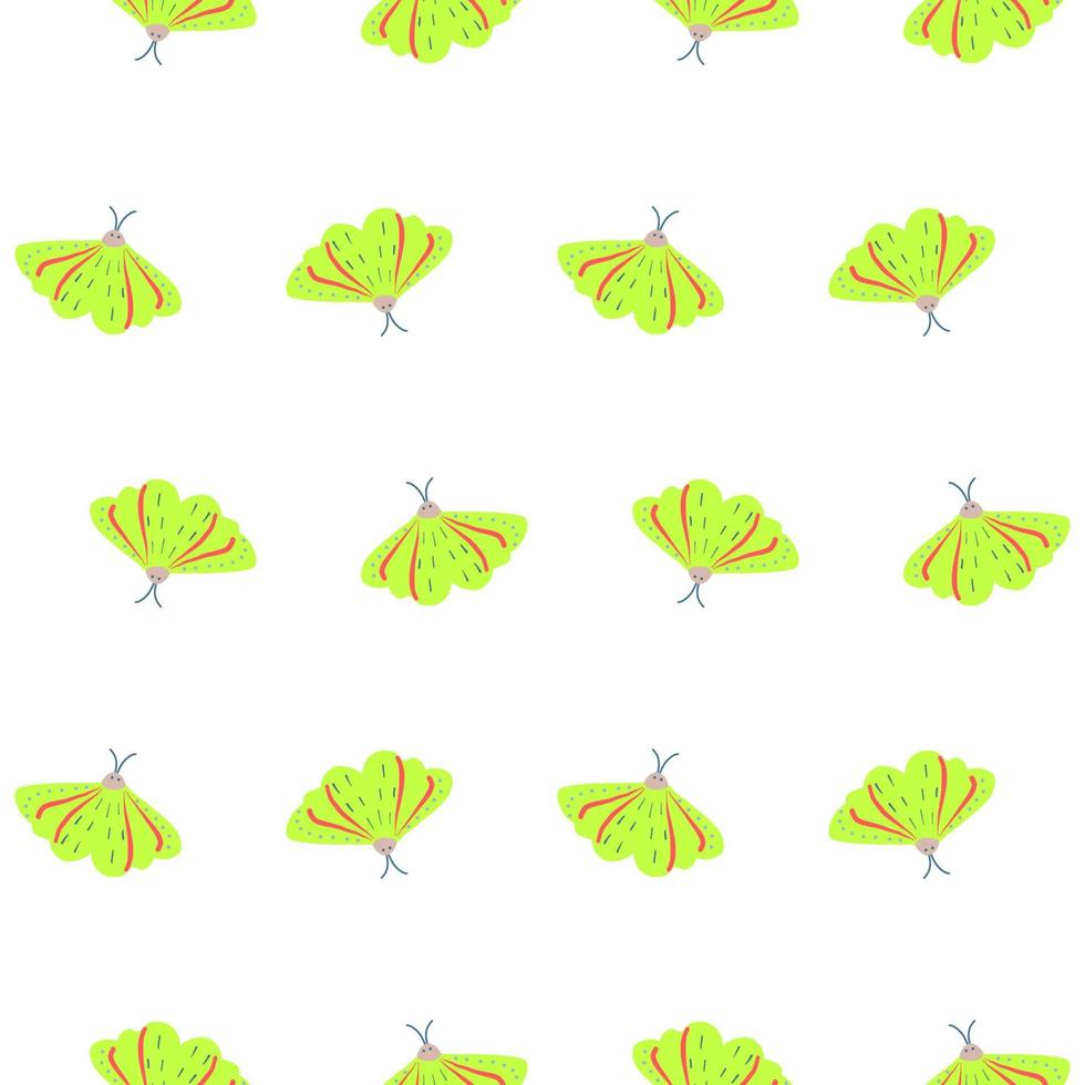 motif de papillons. papillons de nuit vert clair brillant sur un motif pour textiles, papiers peints. vecteur