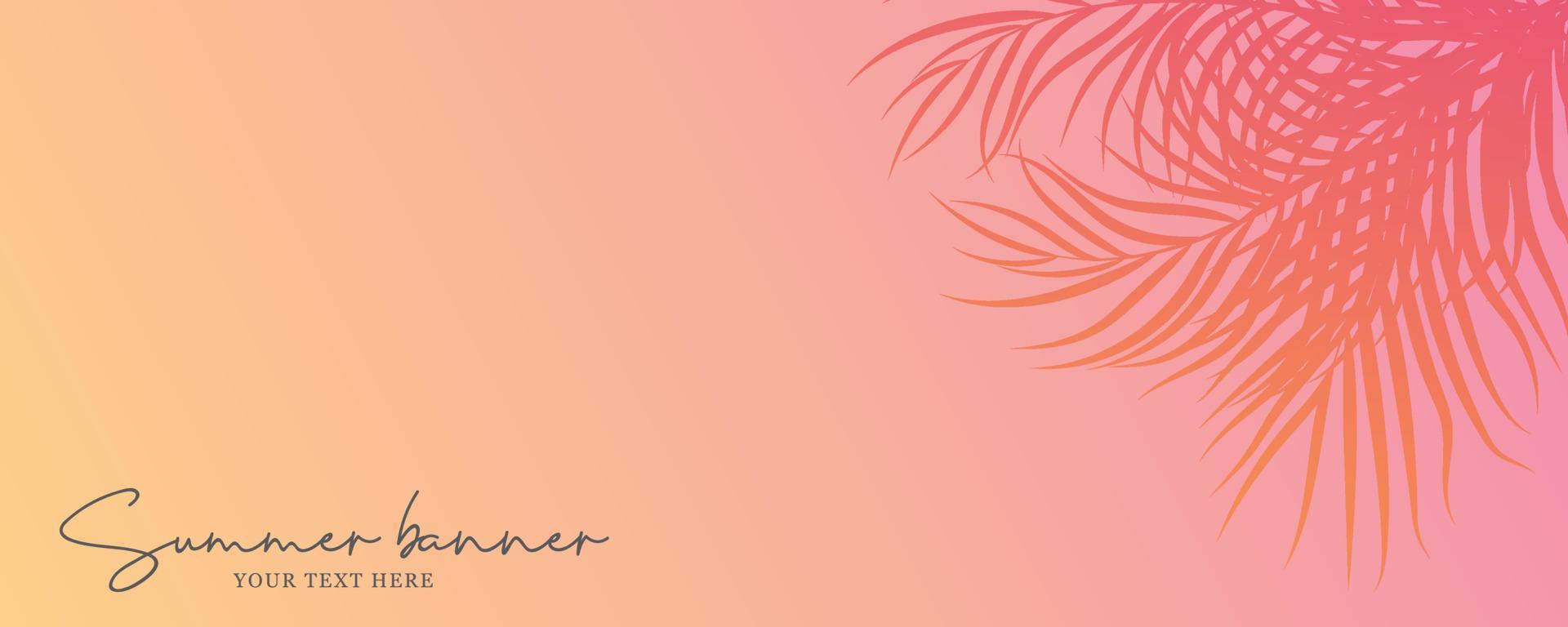 conception abstraite de bannière d'été avec fond de feuilles tropicales vecteur