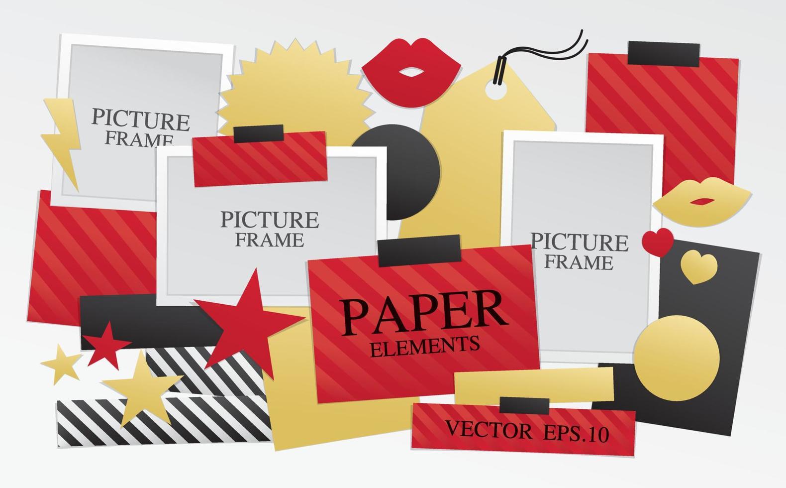 ensemble d'images vectorielles d'éléments en papier pour le scrapbooking, l'art du collage, le journal intime, le livre photo ou les illustrations publicitaires. vecteur