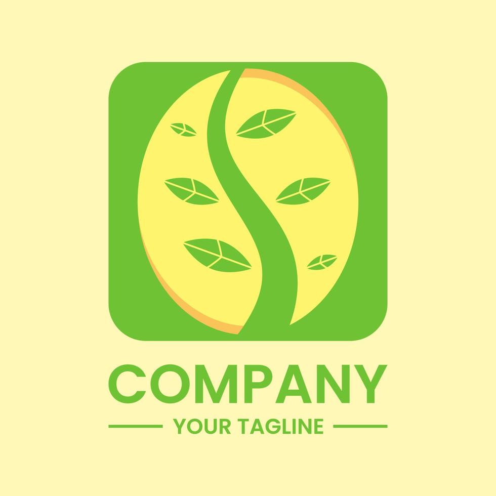 concept de logo carré de plante de café. style frais, plat, combiné, créatif, moderne et simple. adapté au logo, à l'icône, au symbole et au signe. tels que le logo de la nature, de la nourriture et des boissons vecteur
