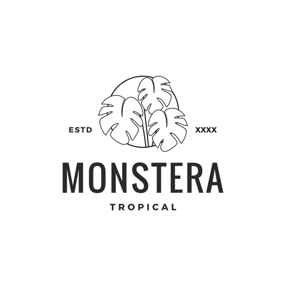 illustration vectorielle de conception de logo d'insigne d'arbre de monstera vecteur