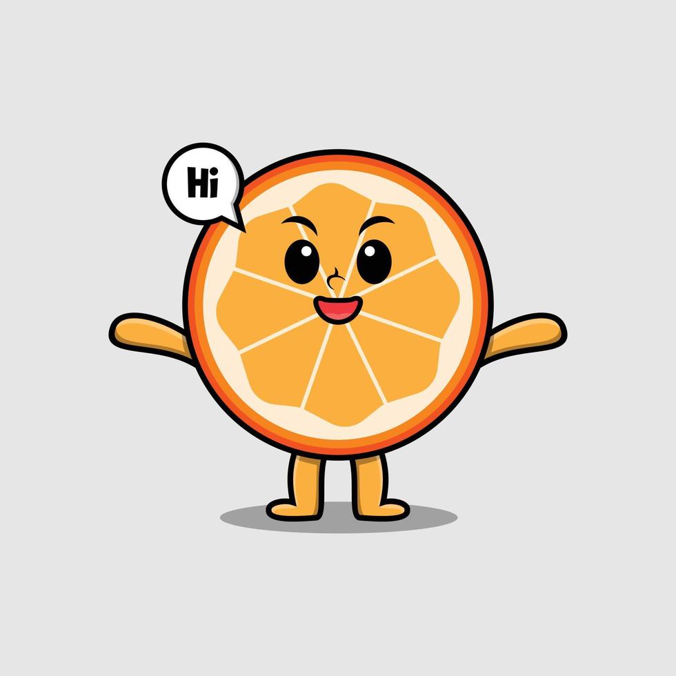 personnage de dessin animé mignon fruit orange avec une expression heureuse vecteur