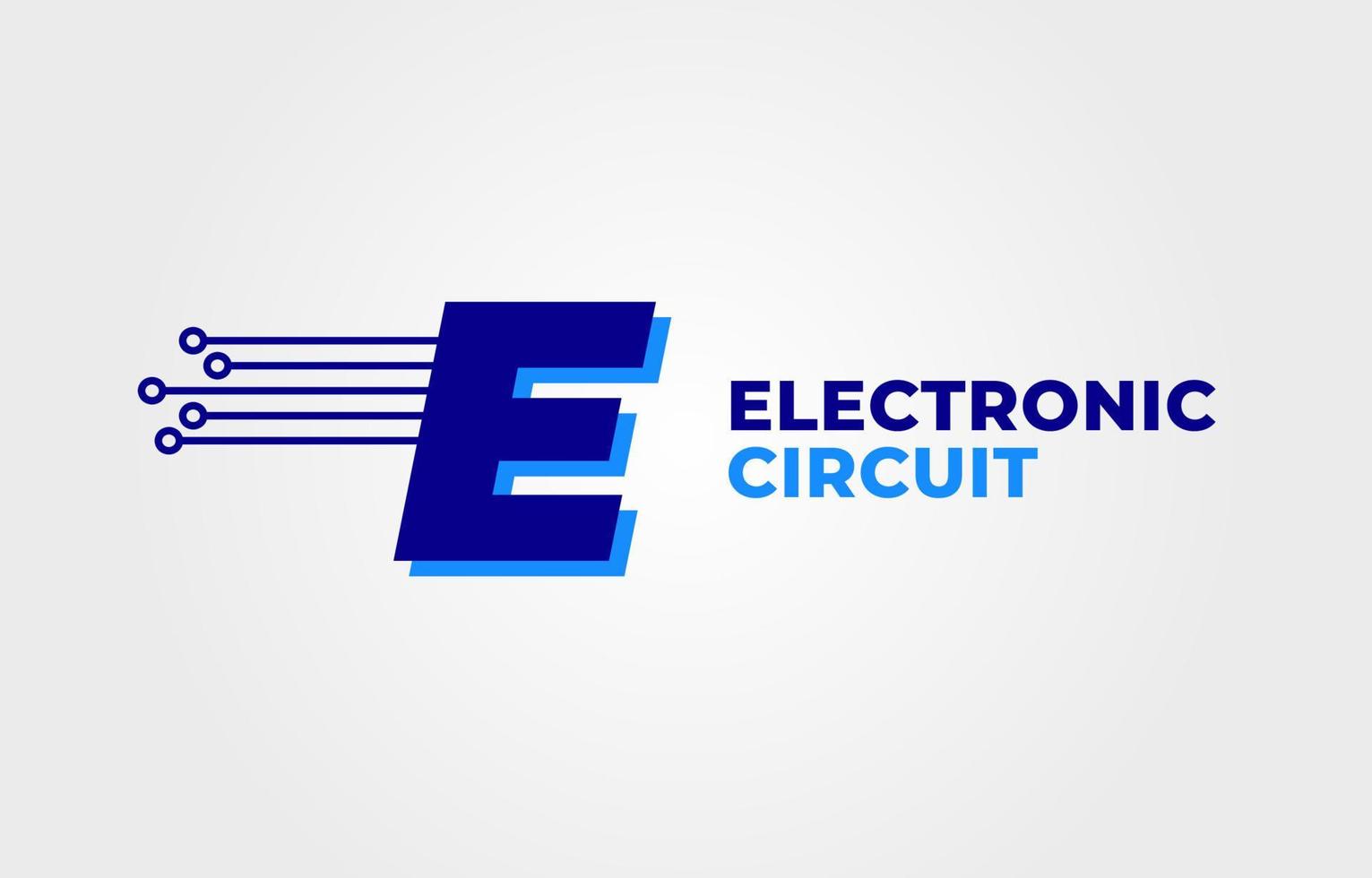 lettre e avec élément de conception de logo vectoriel initial de décoration de circuit électronique