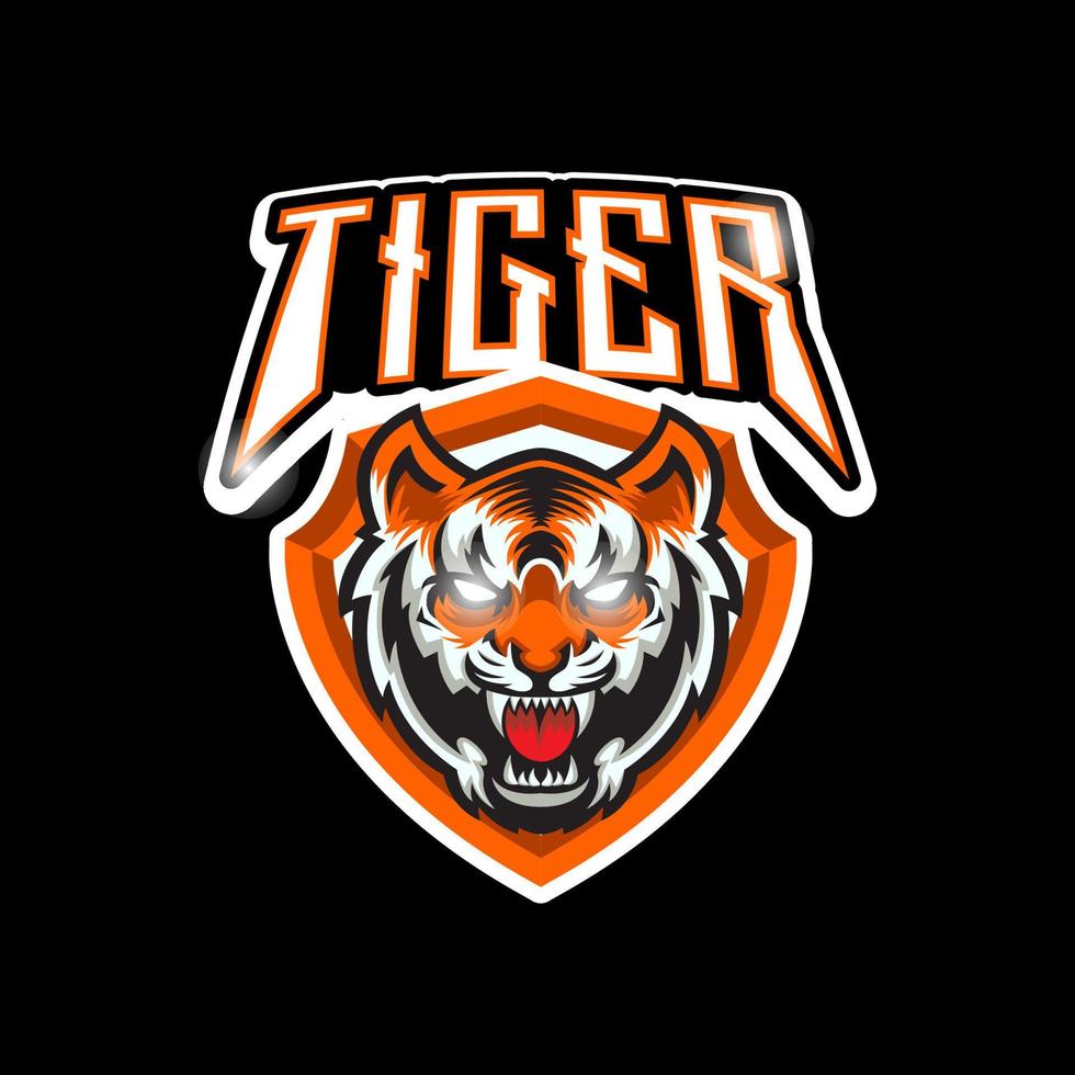 jeu de logo esport tête de tigre vecteur