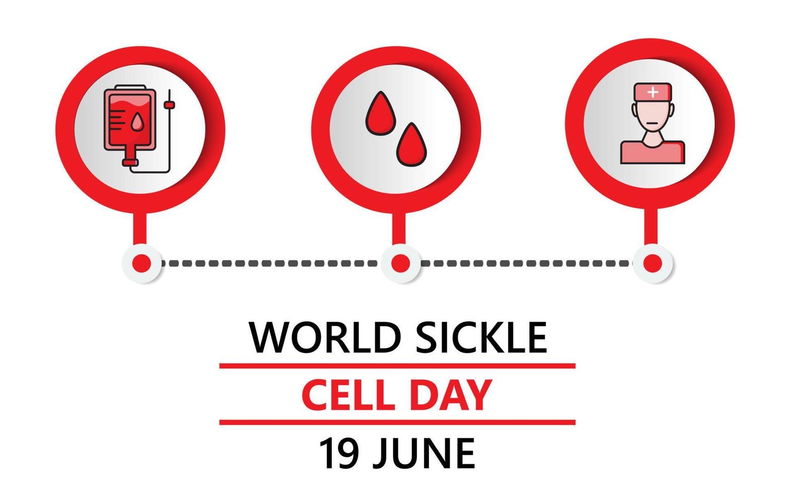 vecteur de concept de la journée mondiale de la drépanocytose. la drépanocytose, la drépanocytose est une maladie douloureuse, potentiellement mortelle et est la maladie génétique la plus fréquente, elle est célébrée le 19 juin.