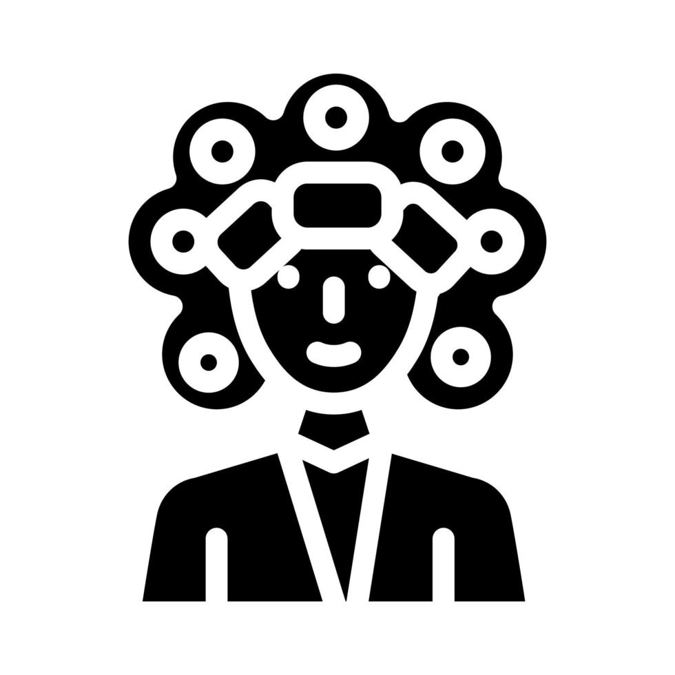 perm cheveux glyphe icône illustration vectorielle noir vecteur