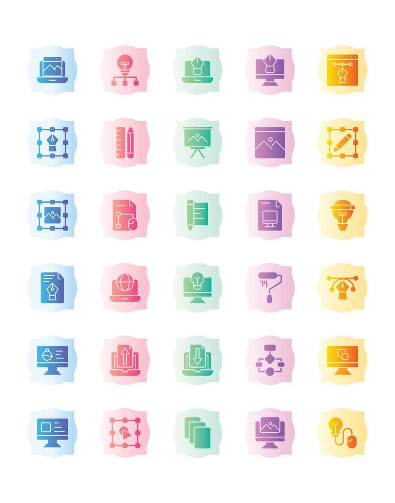 Design Thingking icon set 30 isolé sur fond blanc vecteur