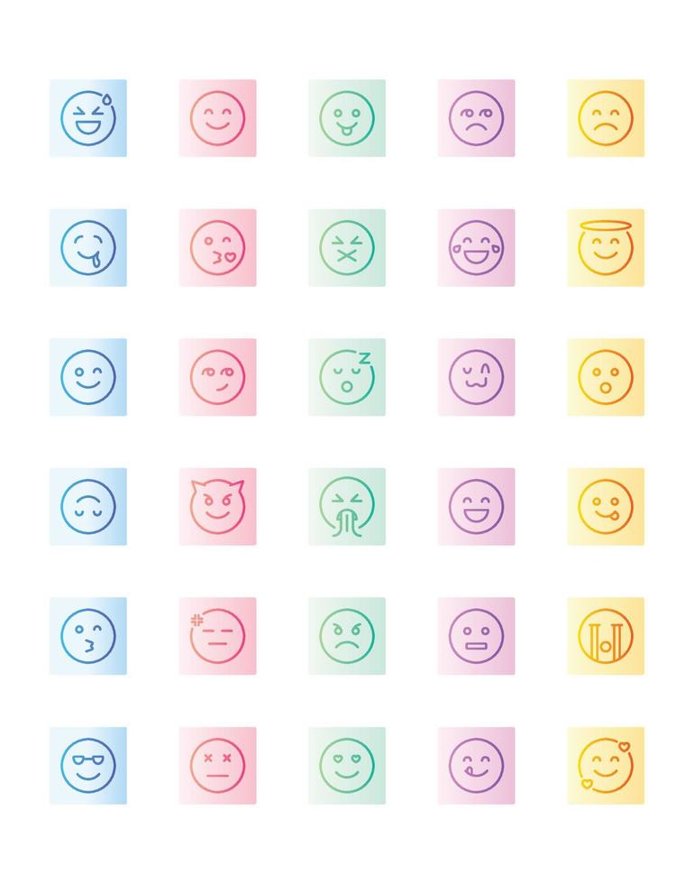 jeu d'icônes emoji 30 isolé sur fond blanc vecteur
