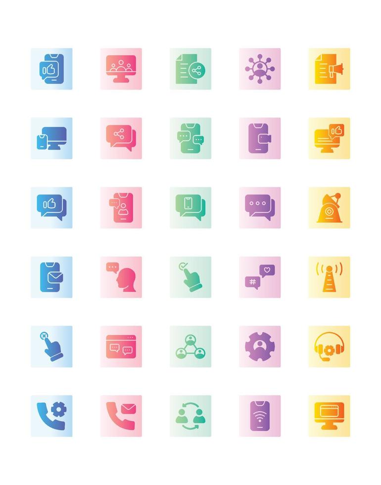 jeu d'icônes de médias sociaux 30 isolé sur fond blanc vecteur