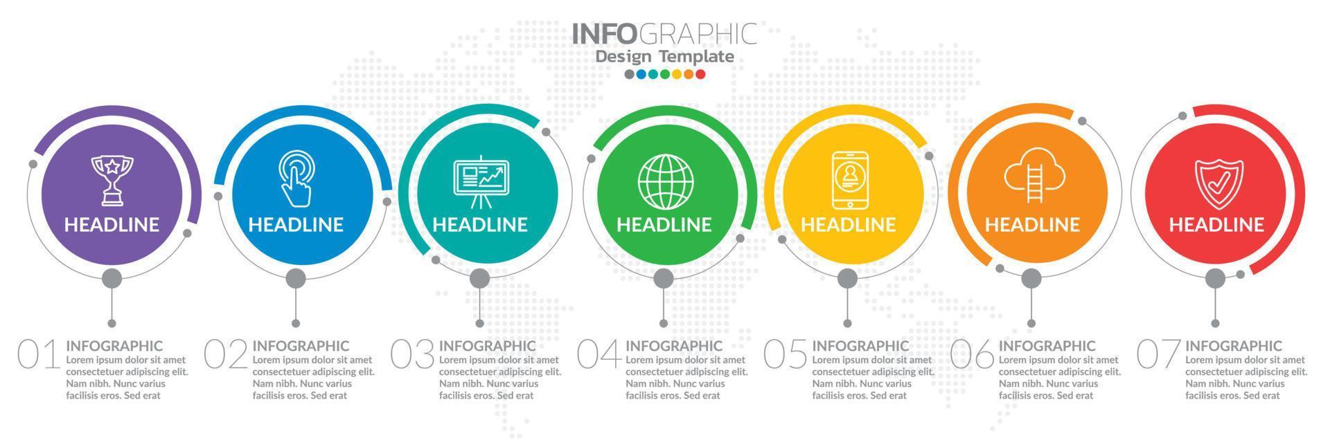 conception de modèle infographique avec 6 options de couleur. vecteur