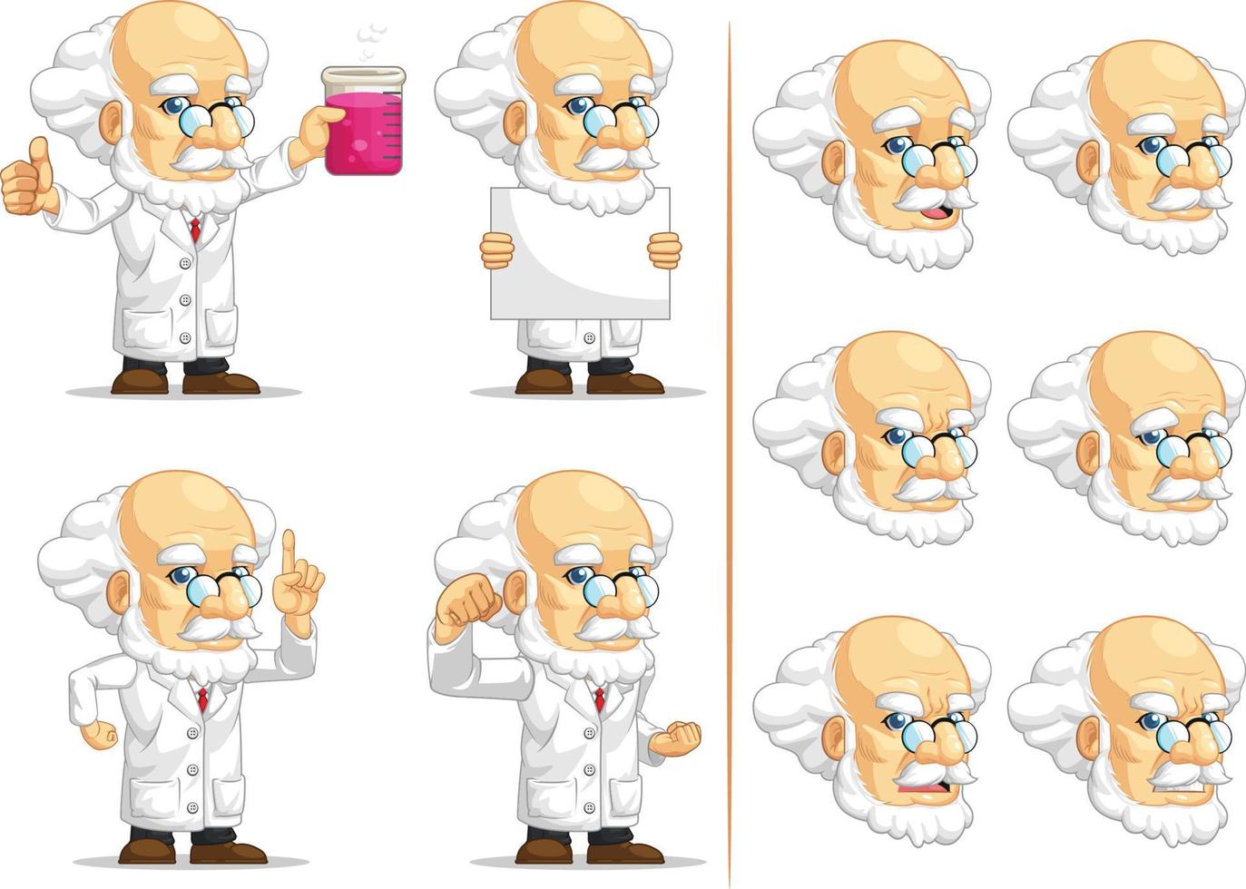 scientifique ou professeur mascotte personnalisable 3 vecteur