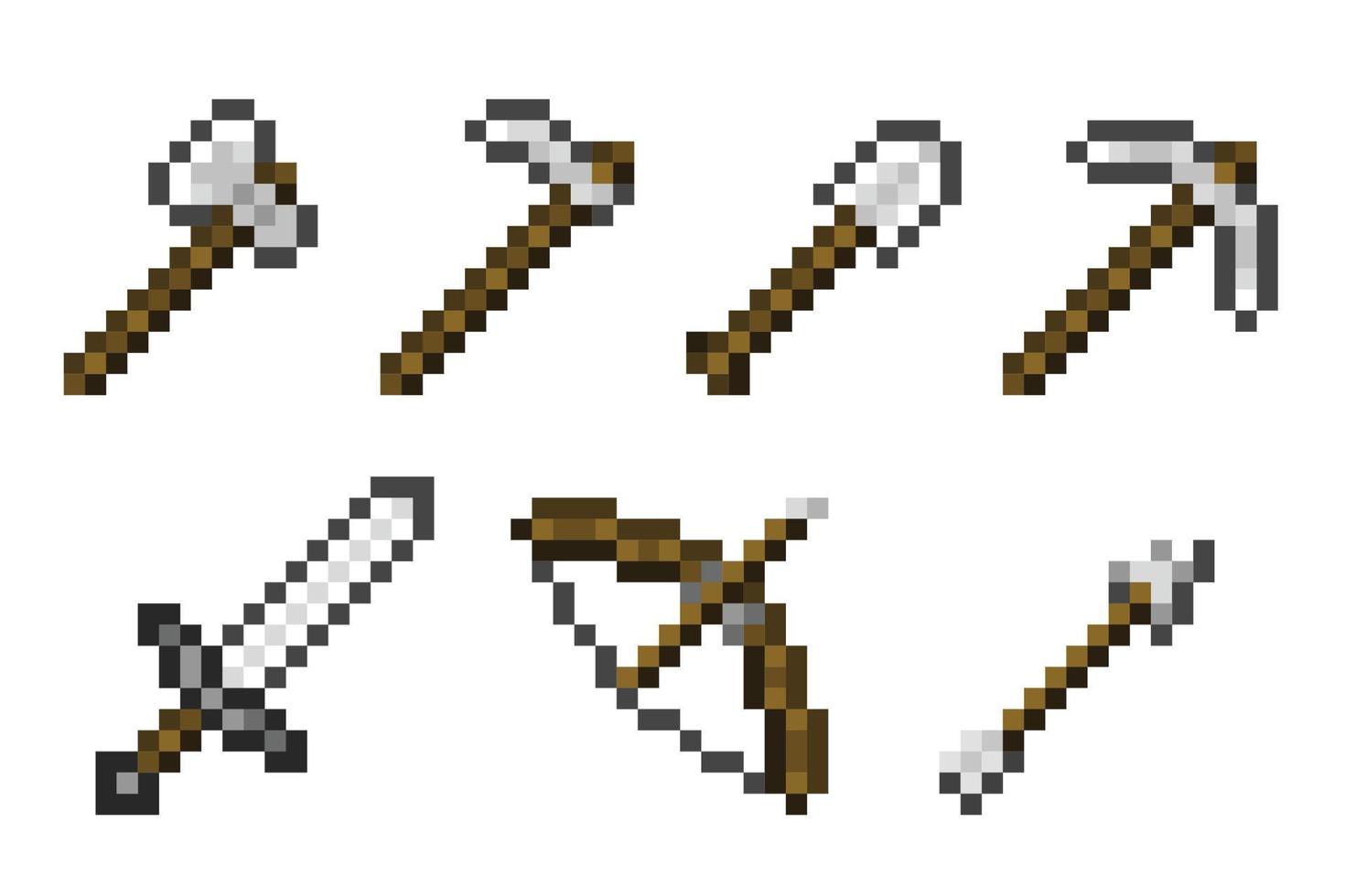 concept de jeux, vecteur redimensionnable, pixel art, armes