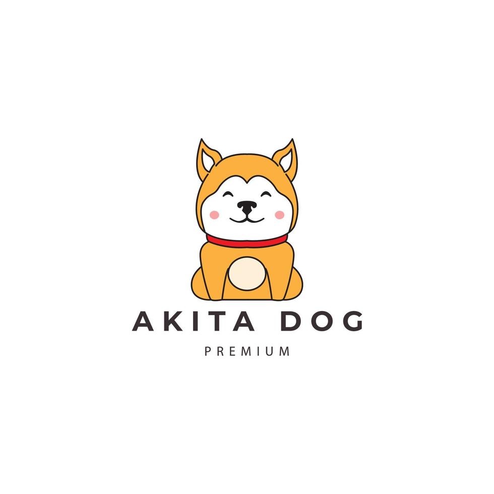 mignon akita chien chien dessin animé icône logo design vecteur symbole illustration