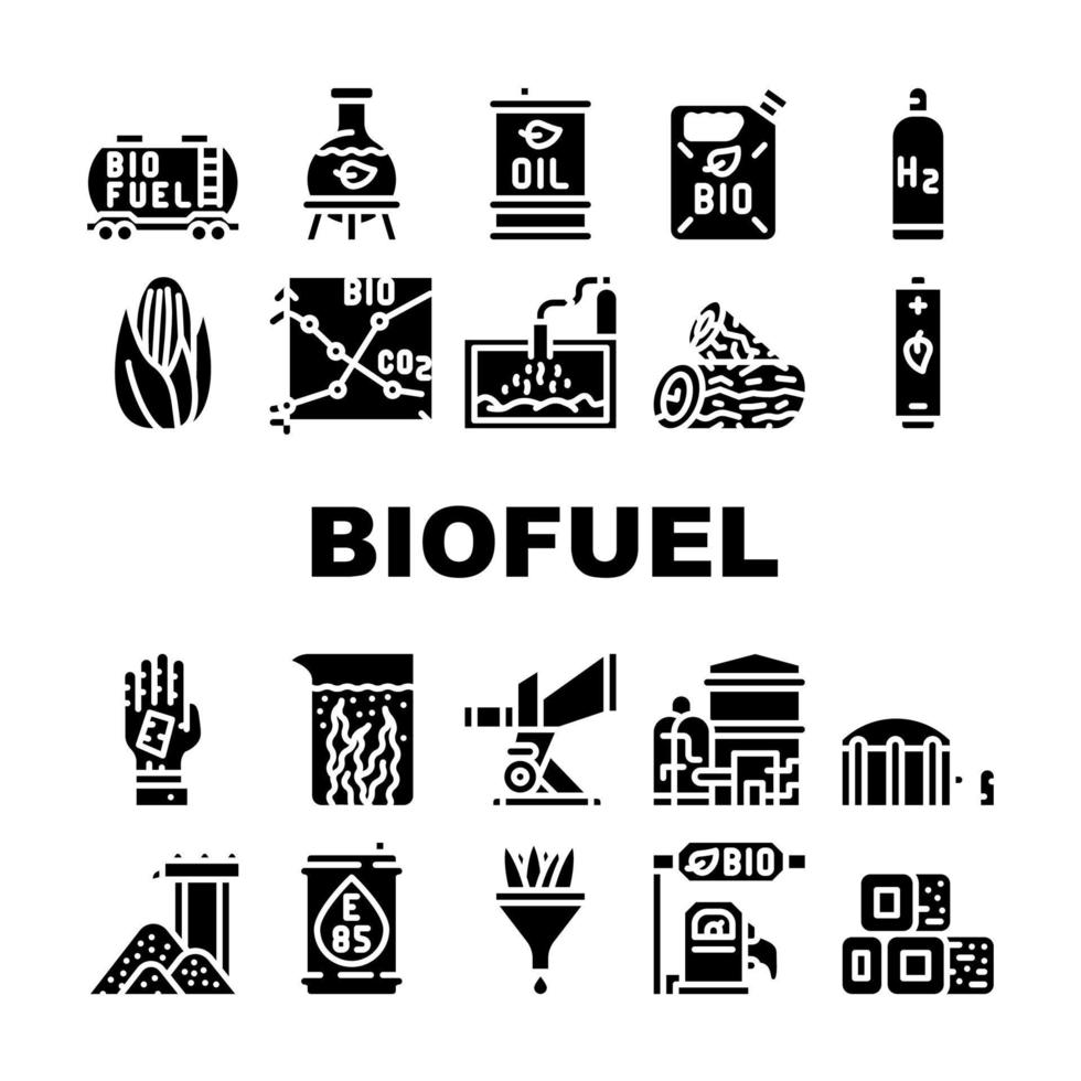 icônes de collecte d'énergie verte de biocarburant définies vecteur