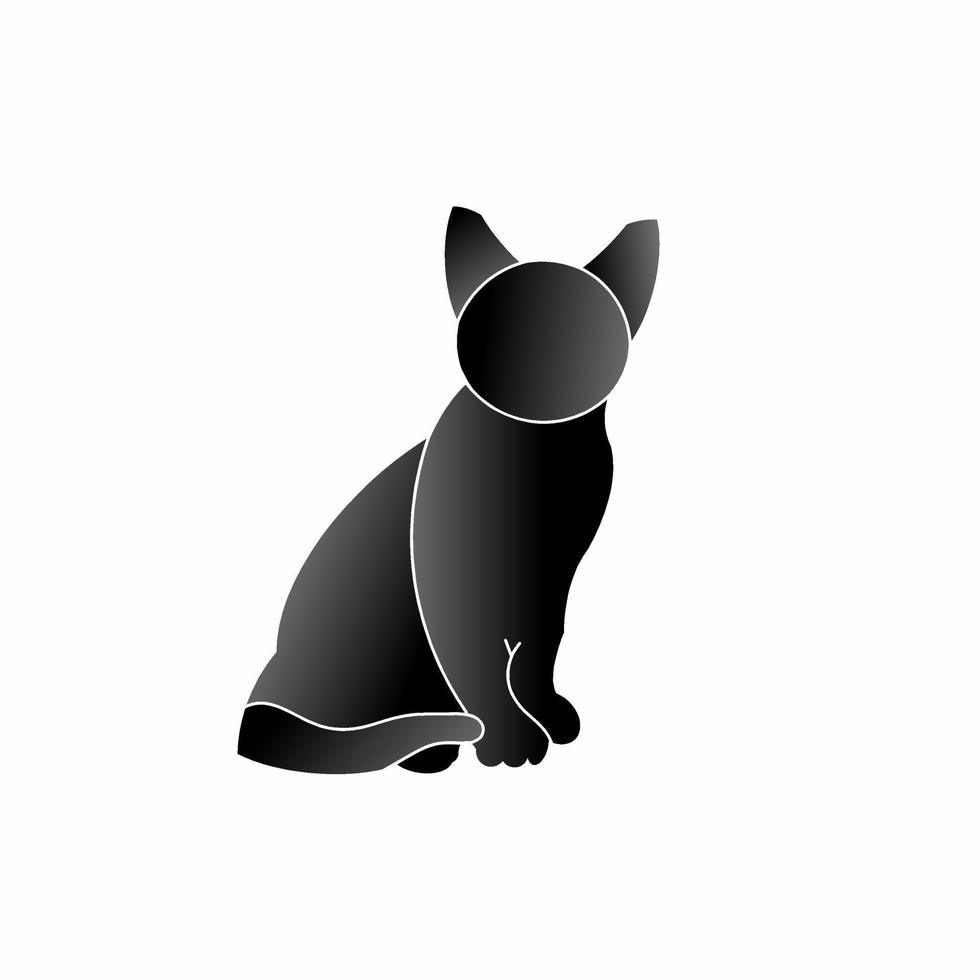 chat silhouette avec gradation d'éclairage, logo, symbole. vecteur