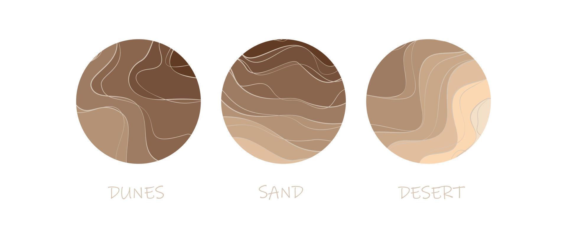 modèle de logo abstrait sable, dunes, plage, désert. motif de lignes ondulées de couleur beige. collection de vecteurs. vecteur