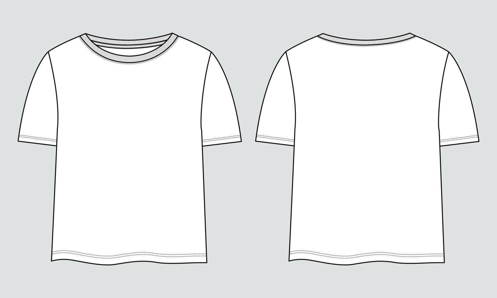 t shirt tops mode technique croquis plat modèle d'illustration vectorielle pour dames et bébés filles vecteur