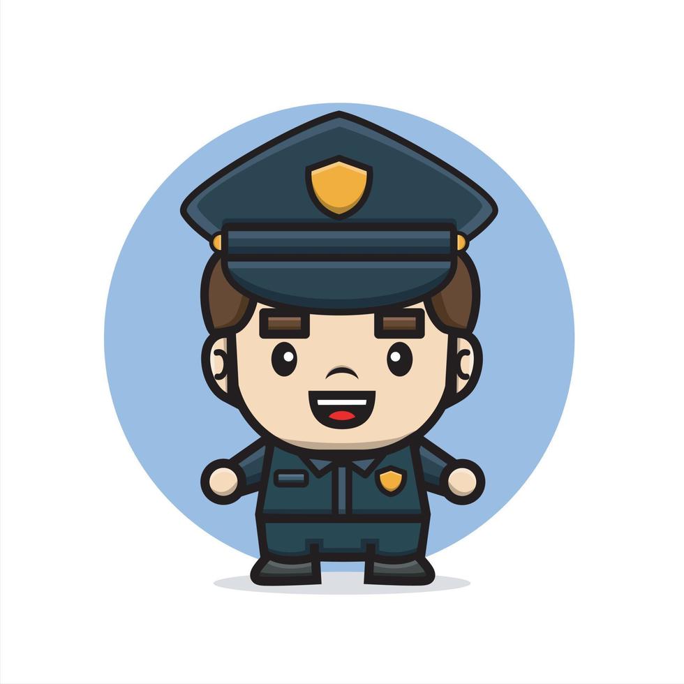 dessin animé mignon sourire de police vecteur