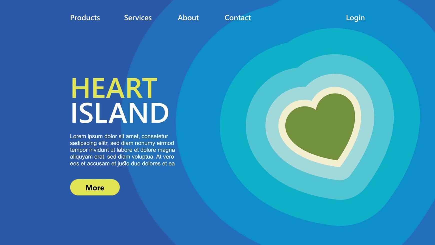 modèle de site web heart island parmi la conception graphique de style papier découpé bleu vecteur