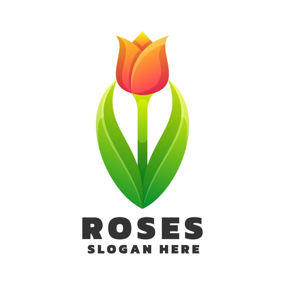 logo roses, style coloré dégradé vecteur