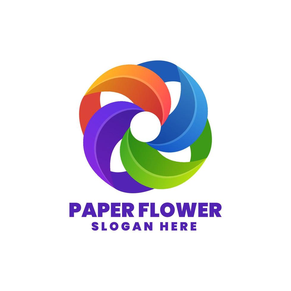 logo de fleur de papier, style coloré dégradé vecteur