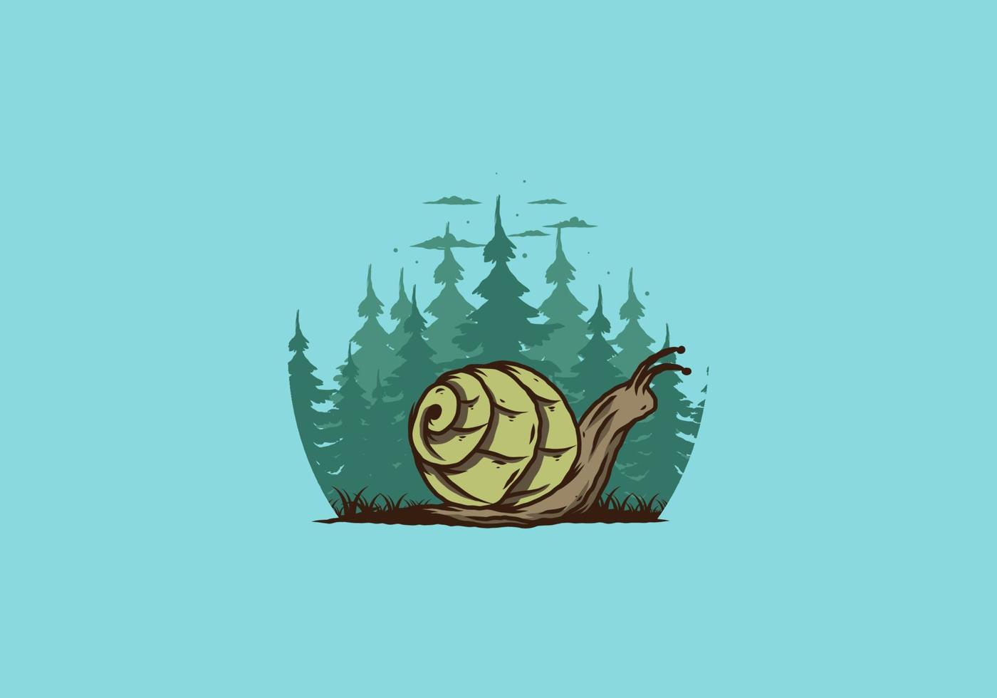 escargot rampant dans l'illustration de la forêt vecteur