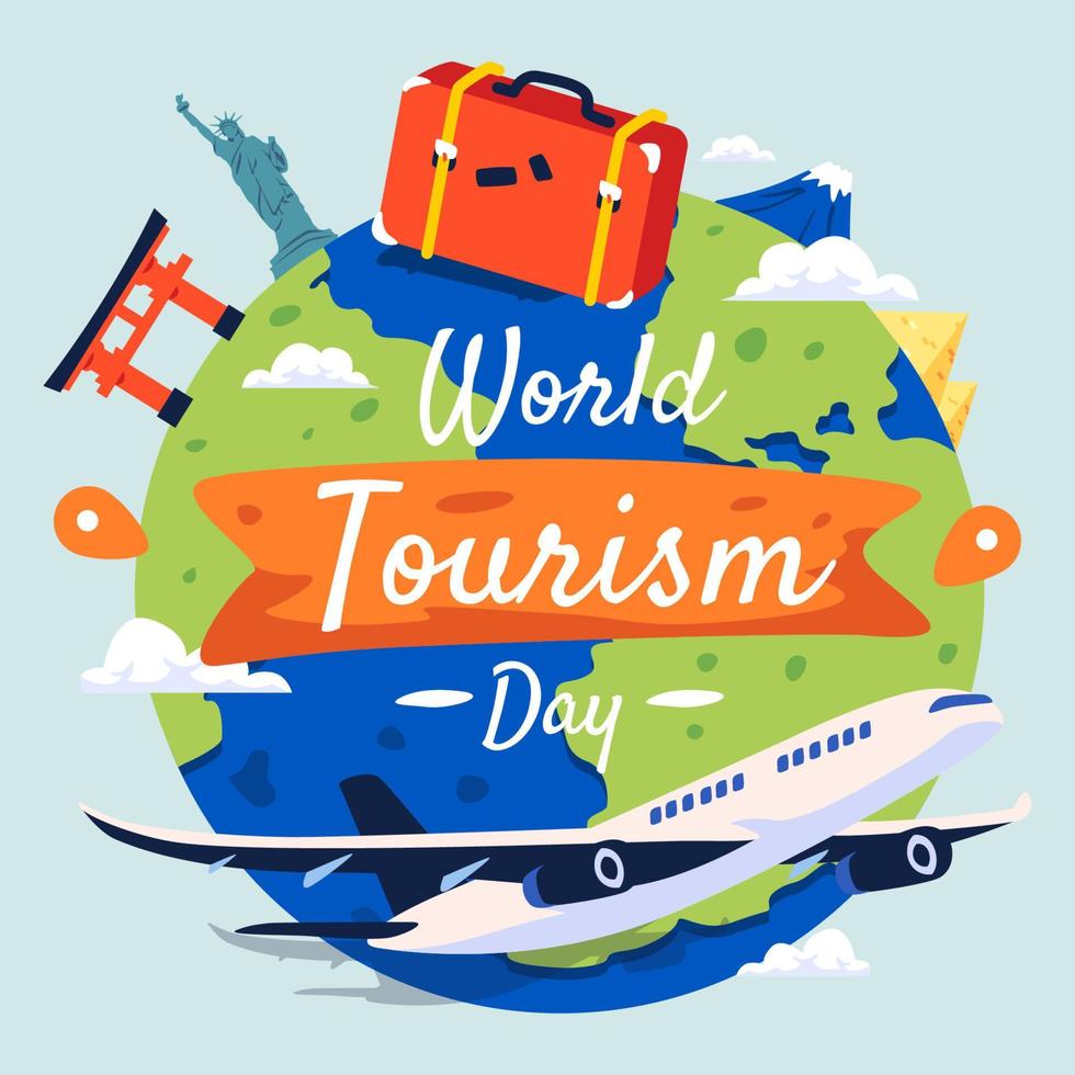 concept de la journée mondiale du tourisme vecteur
