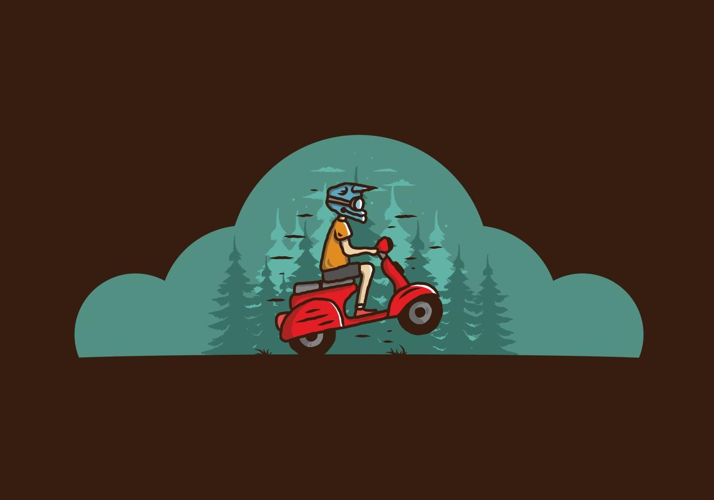 scooter debout dans l'illustration de la forêt vecteur