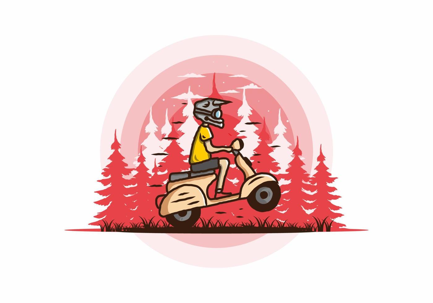 scooter debout dans l'illustration de la forêt vecteur