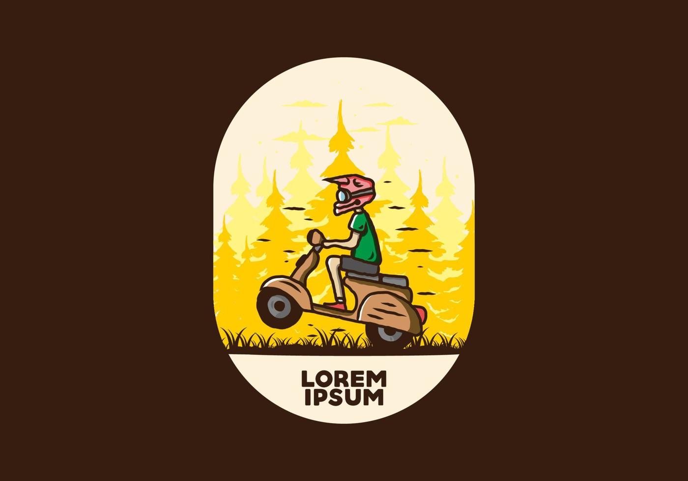 scooter debout dans l'illustration de la forêt vecteur