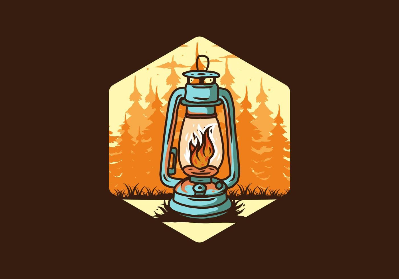 lanterne extérieure vintage colorée avec flamme de feu vecteur