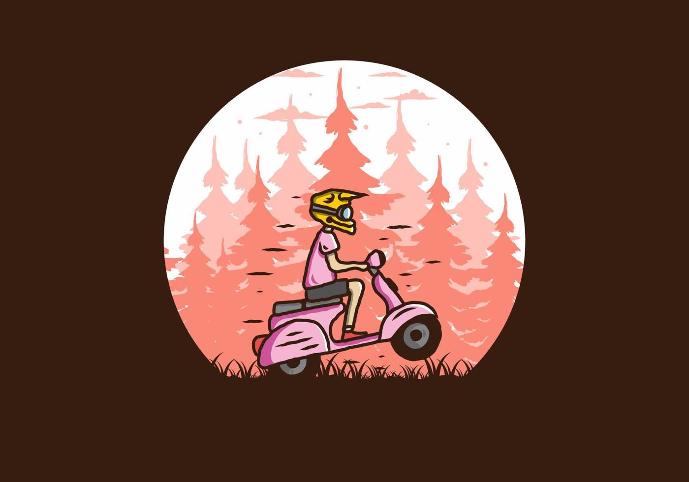 scooter debout dans l'illustration de la forêt vecteur