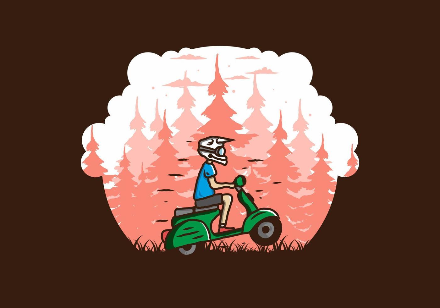 scooter debout dans l'illustration de la forêt vecteur