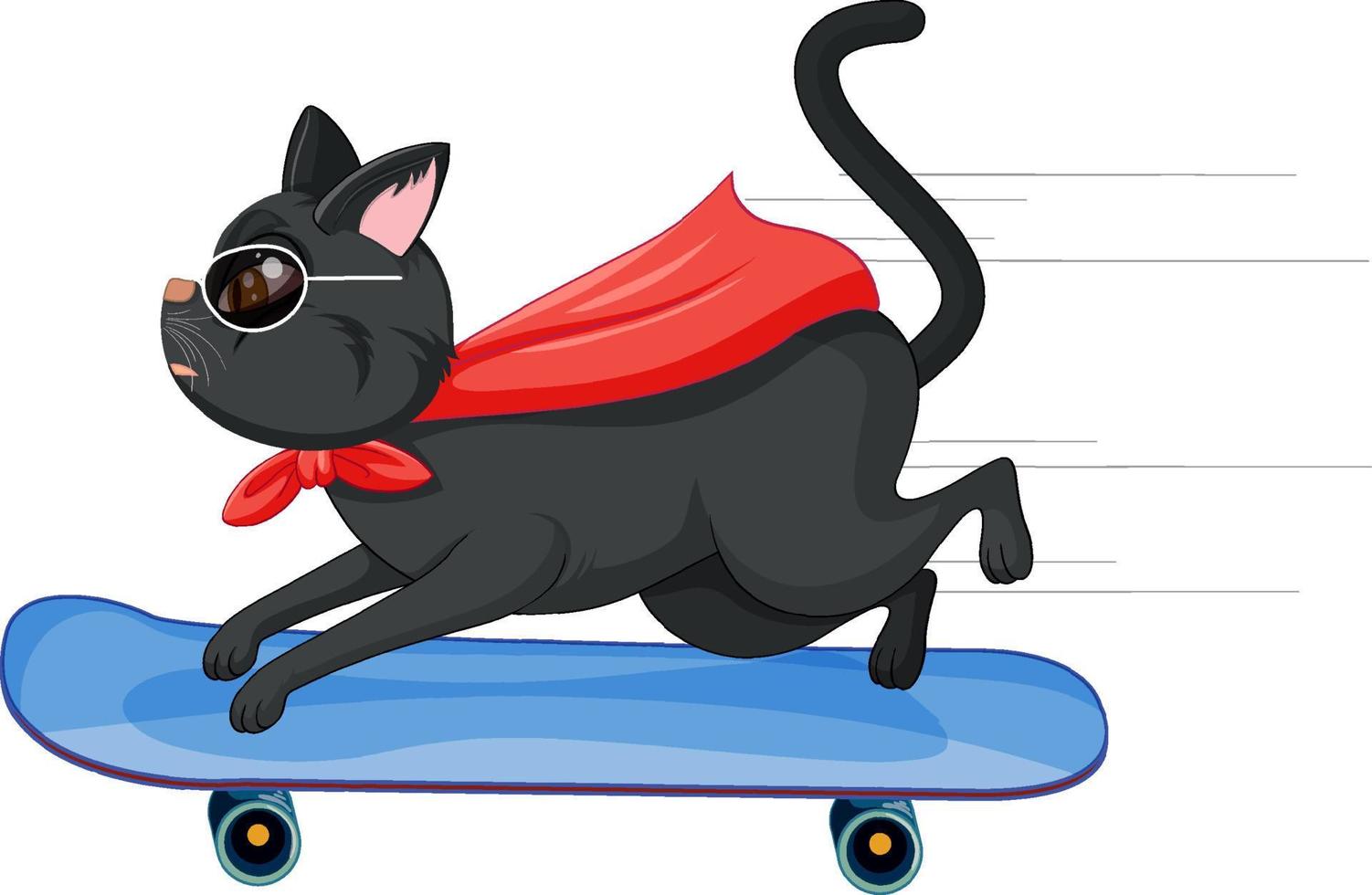 un chat sur un personnage de dessin animé de planche à roulettes vecteur