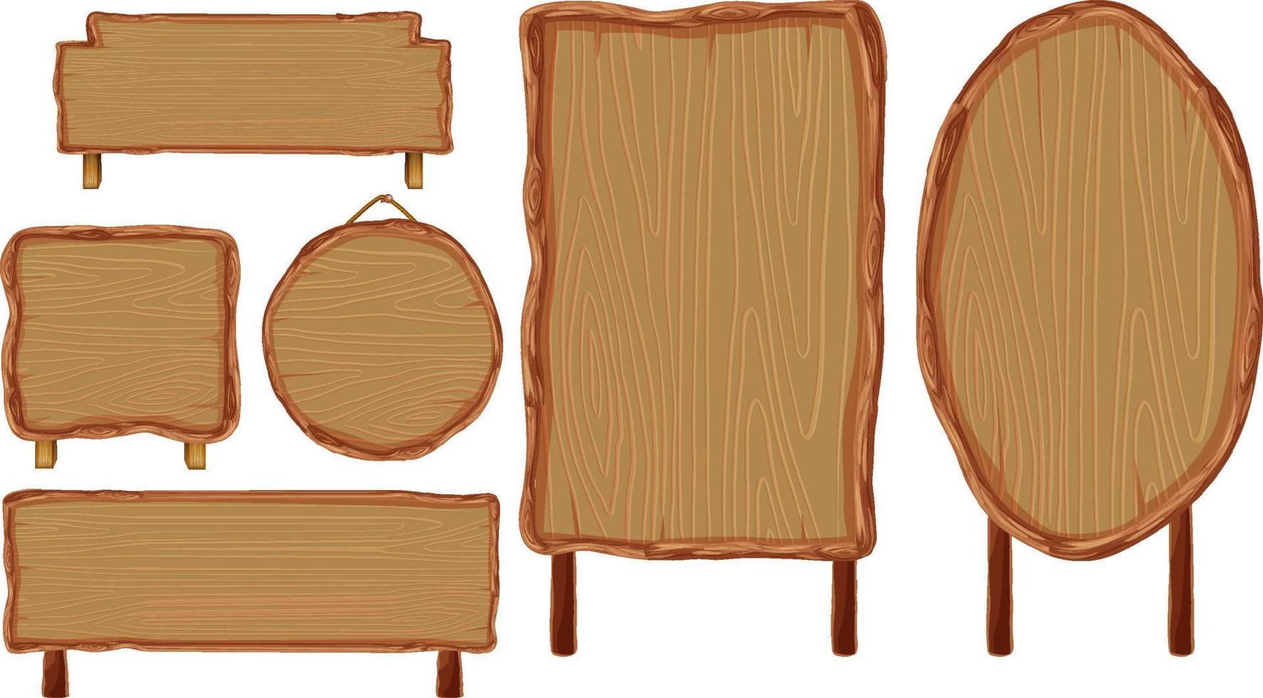 ensemble de différents panneaux de signalisation en bois vecteur