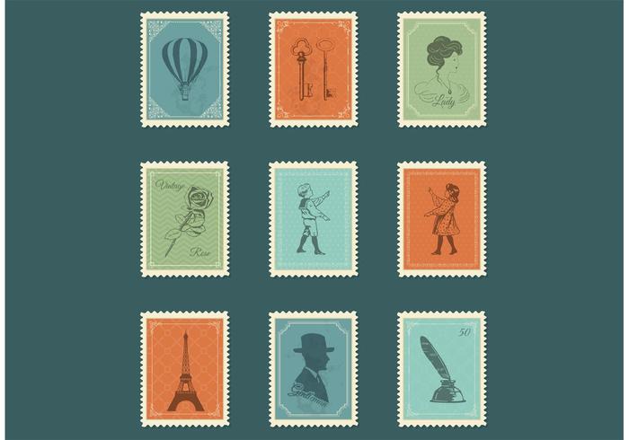 Vecteurs de timbres-poste gratuits gratuits vecteur