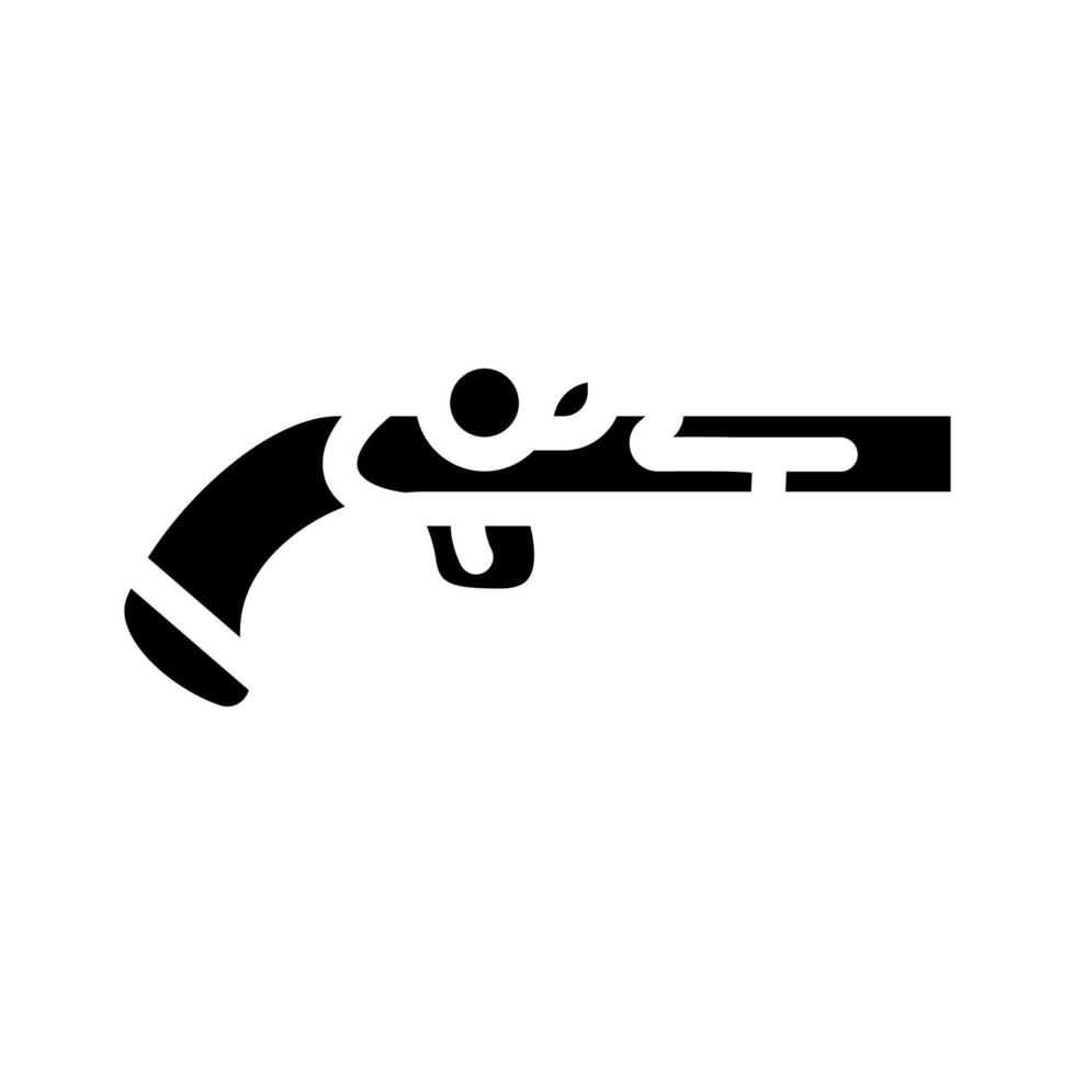 Pistolet arme pirate glyphe icône illustration vectorielle vecteur