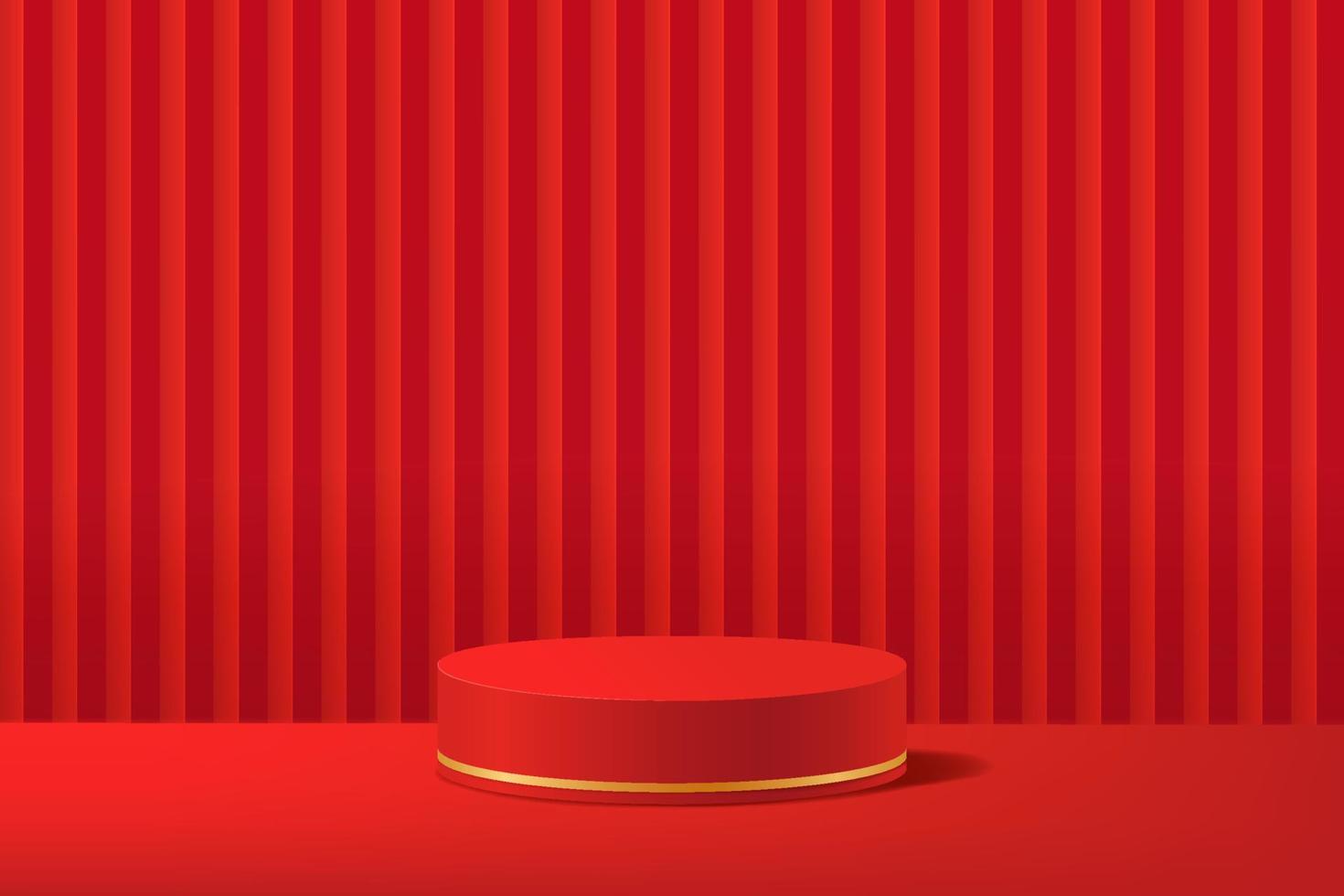 fond de forme géométrique 3d abstraite rouge avec un podium rond rouge moderne pour le produit d'affichage vecteur