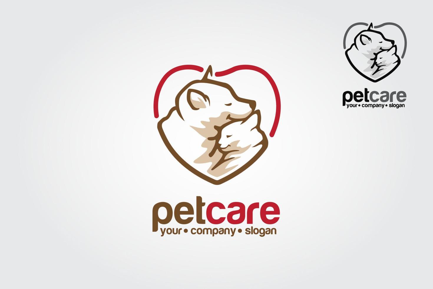 modèle de logo vectoriel de soins pour animaux de compagnie. cette conception de logo convient aux entreprises, aux animaux, aux animaux de compagnie, aux soins pour animaux de compagnie, aux chiens et aux chats, aux vétérinaires, aux centres pour animaux, etc.