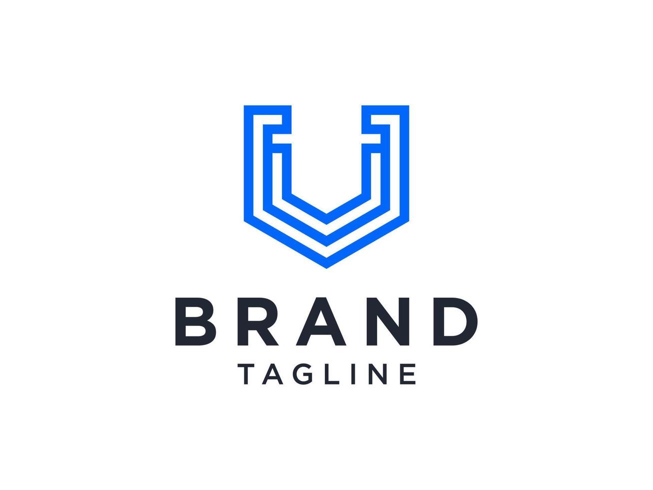 logo de la lettre initiale u. style origami de forme géométrique bleu isolé sur fond blanc. utilisable pour les logos d'entreprise et de marque. élément de modèle de conception de logo vectoriel plat.