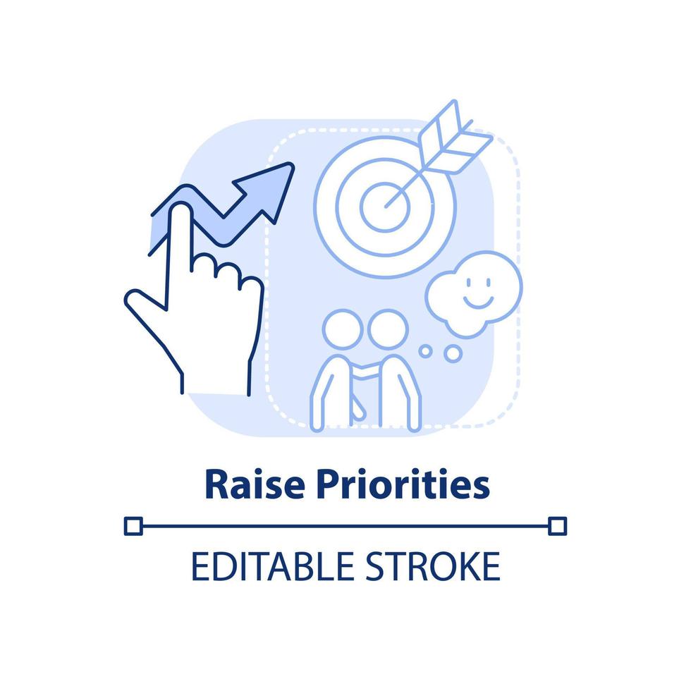 augmenter les priorités icône de concept bleu clair. illustration de la ligne mince de l'idée abstraite de la partie communication. Augmentation de la productivité. dessin de contour isolé. trait modifiable. vecteur